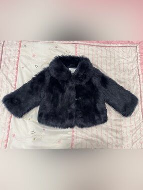 5/6, Janie and Jack Faux Fur Cropped Coat - Blue NWOT